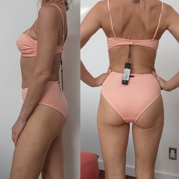 Nwt Triangl knotted Theo peach fuzz bra ribbed SET S - Picture 8 of 8